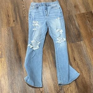 American Eagle Outfitters Light Blue Distressed Flare Jeans